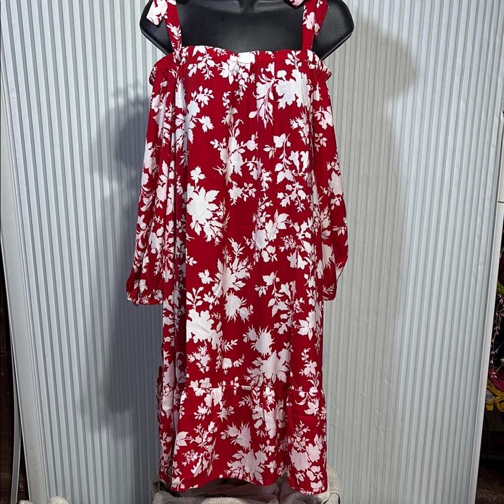 Parker Red and White Long Sleeve Dress